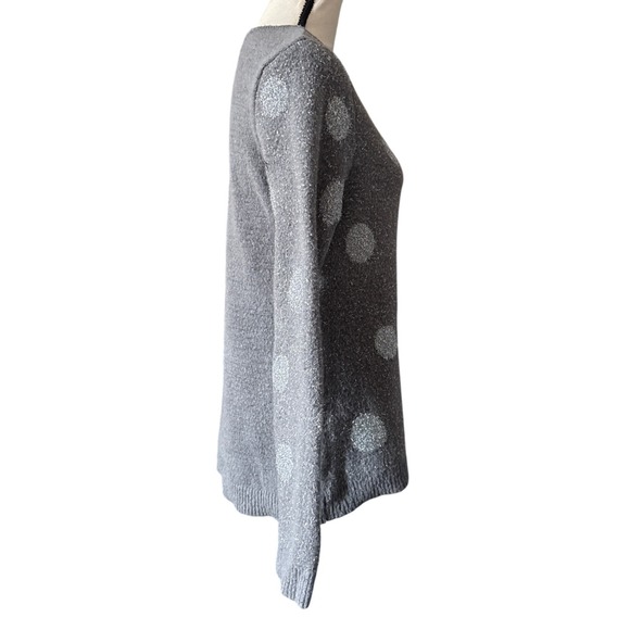 Apt 9 Women's Gray Sparkle Glitter Polka Dot Long Sleeve Sweater Size Medium - Picture 6 of 11